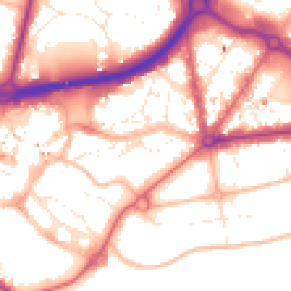 Daytime road noise heatmap for BH1 1AL