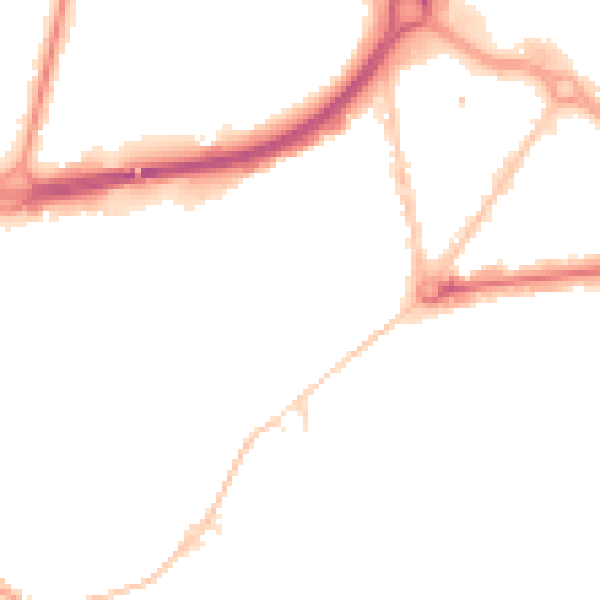 Night-time road noise heatmap for BH1 1AL