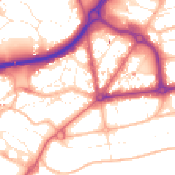 Daytime road noise heatmap for BH1 1AN