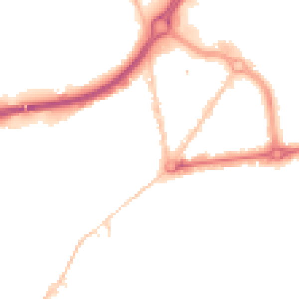 Night-time road noise heatmap for BH1 1AN