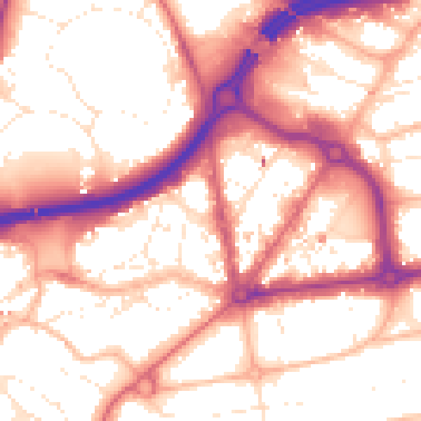 Daytime road noise heatmap for BH1 1AQ