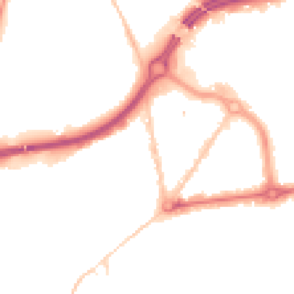 Night-time road noise heatmap for BH1 1AQ