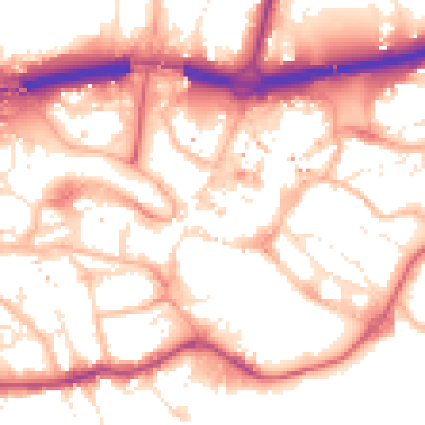 Daytime road noise heatmap for BH1 1AW