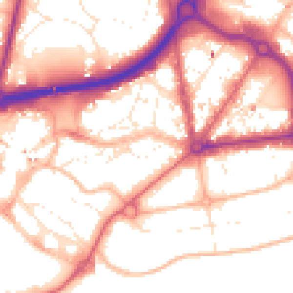 Daytime road noise heatmap for BH1 1AY