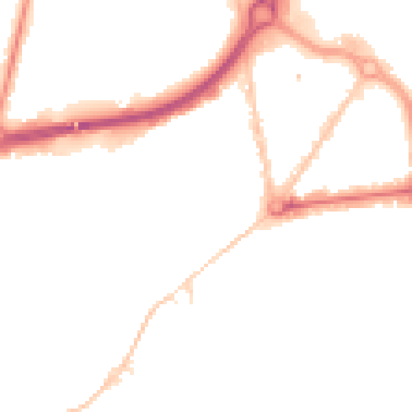 Night-time road noise heatmap for BH1 1AY