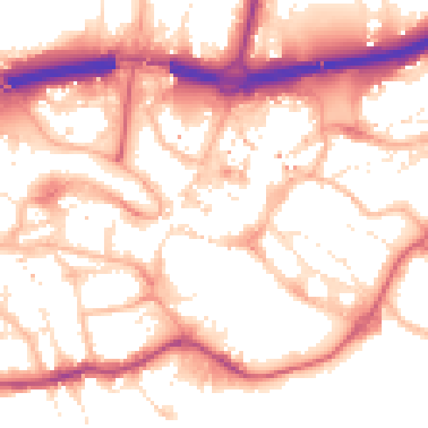 Daytime road noise heatmap for BH1 1BB