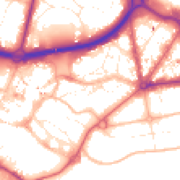 Daytime road noise heatmap for BH1 1BJ
