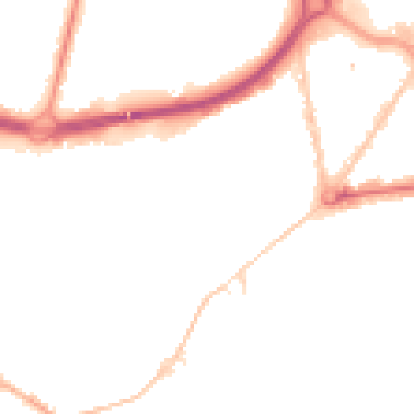 Night-time road noise heatmap for BH1 1BJ
