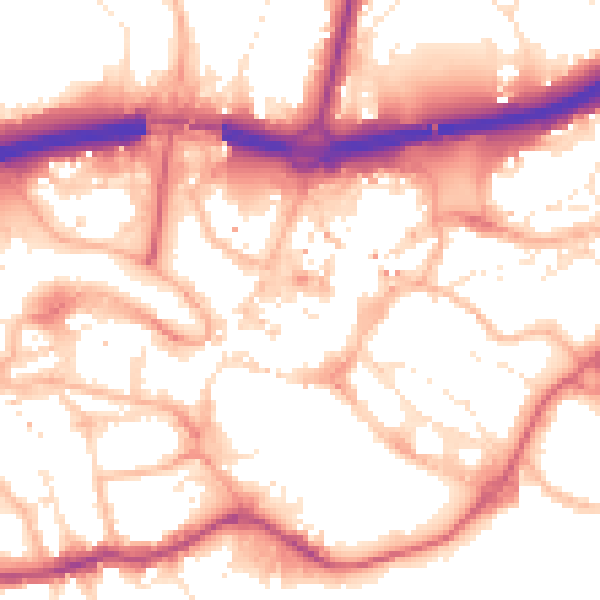 Daytime road noise heatmap for BH1 1BZ