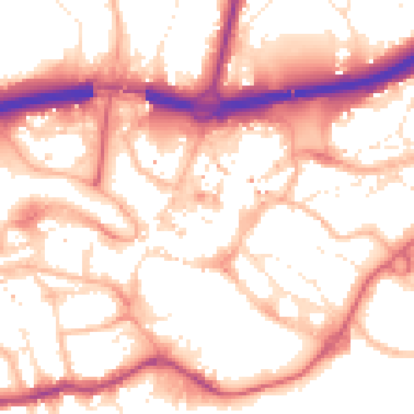 Daytime road noise heatmap for BH1 1DA