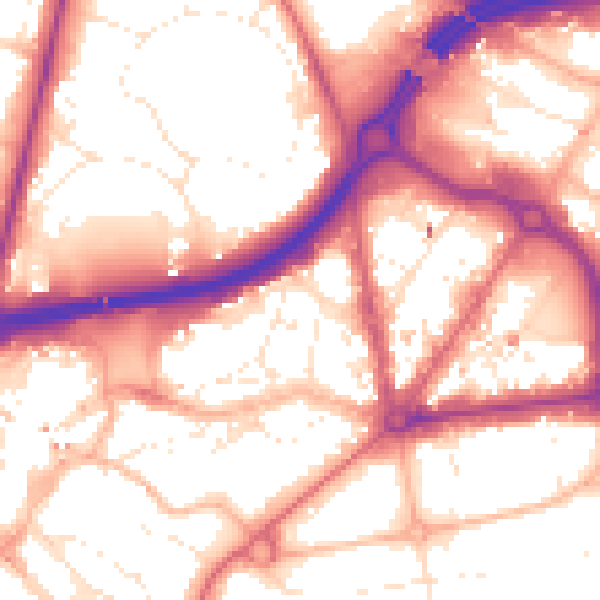 Daytime road noise heatmap for BH1 1DE