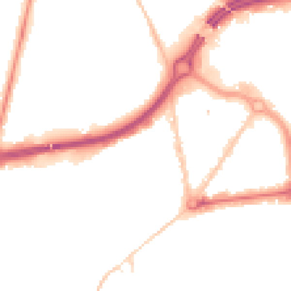 Night-time road noise heatmap for BH1 1DE