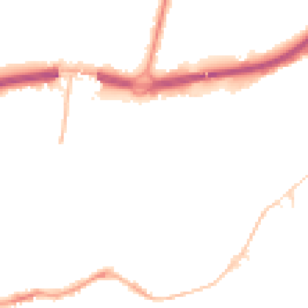 Night-time road noise heatmap for BH1 1DJ