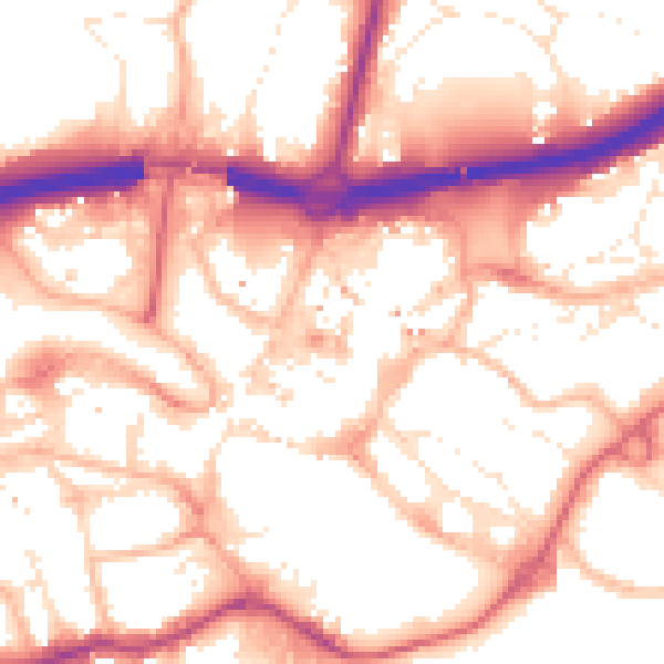 Daytime road noise heatmap for BH1 1DL