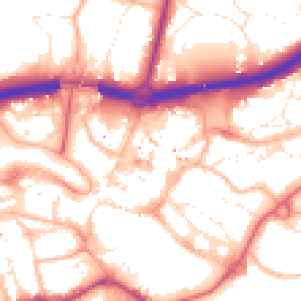 Daytime road noise heatmap for BH1 1DW