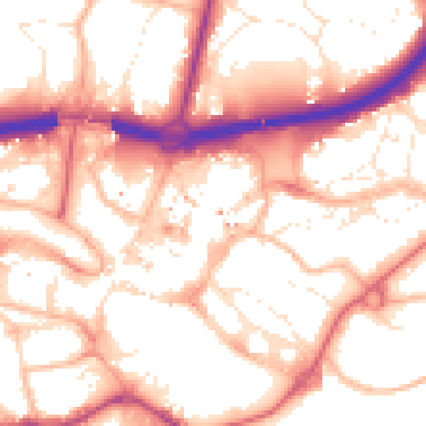 Daytime road noise heatmap for BH1 1EZ