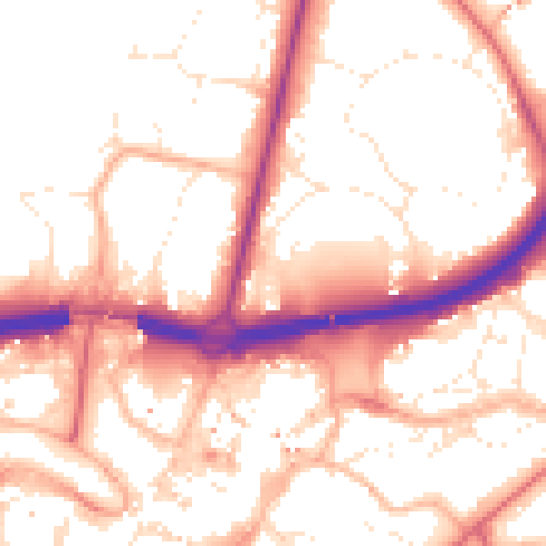 Daytime road noise heatmap for BH1 1HU