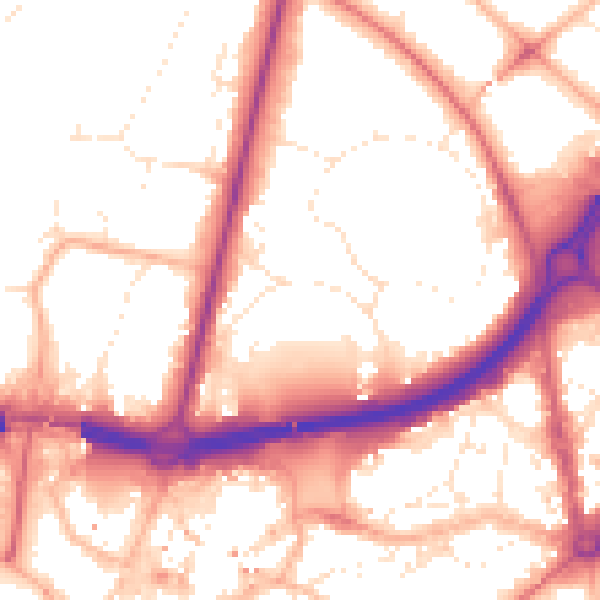 Daytime road noise heatmap for BH1 1HX