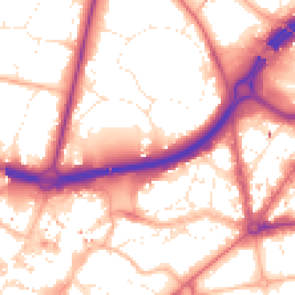 Daytime road noise heatmap for BH1 1HY