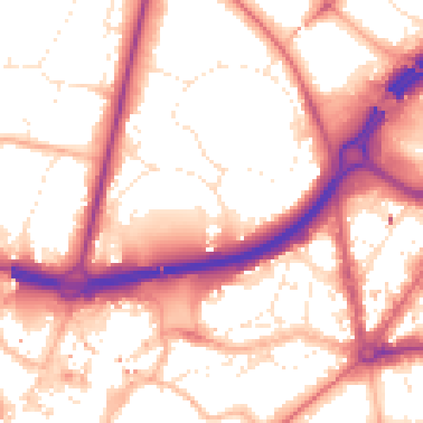Daytime road noise heatmap for BH1 1JA
