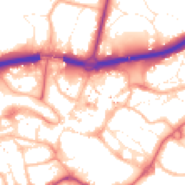 Daytime road noise heatmap for BH1 1JE