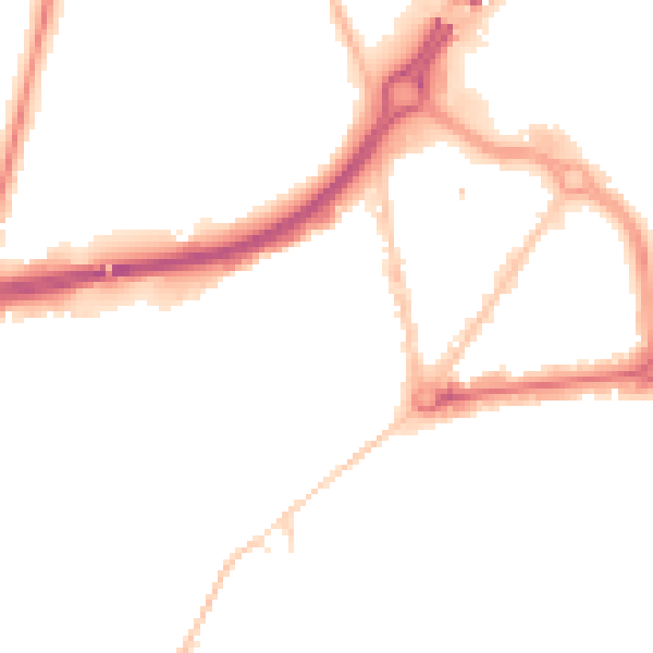 Night-time road noise heatmap for BH1 1JH