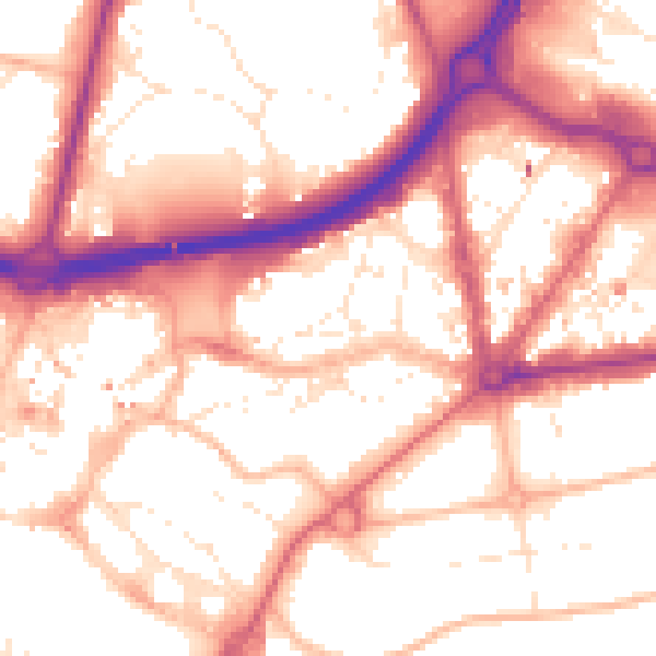 Daytime road noise heatmap for BH1 1JJ