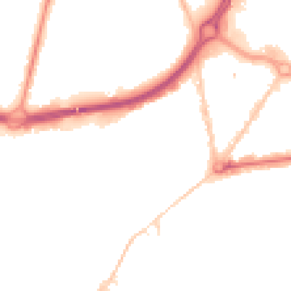 Night-time road noise heatmap for BH1 1JJ
