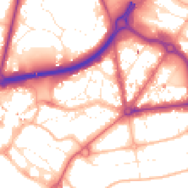 Daytime road noise heatmap for BH1 1JL