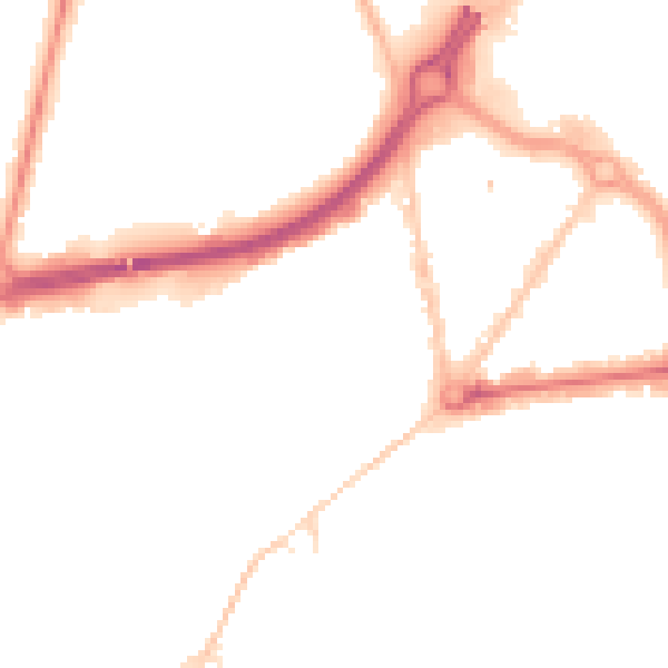 Night-time road noise heatmap for BH1 1JL