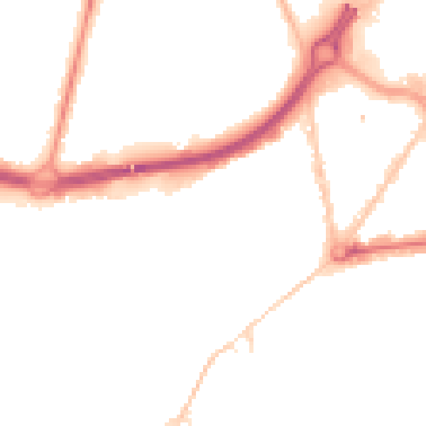 Night-time road noise heatmap for BH1 1JN