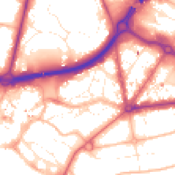 Daytime road noise heatmap for BH1 1JP