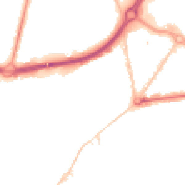 Night-time road noise heatmap for BH1 1JR