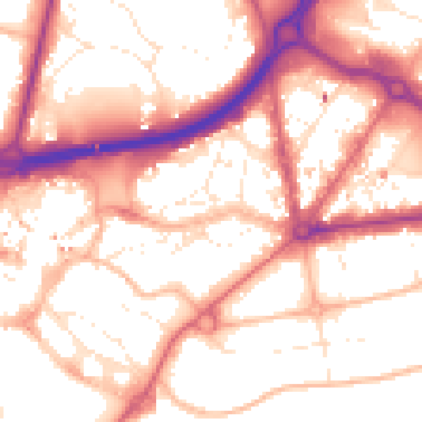 Daytime road noise heatmap for BH1 1JU