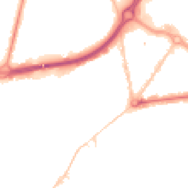 Night-time road noise heatmap for BH1 1JU