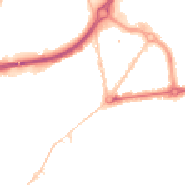 Night-time road noise heatmap for BH1 1JZ