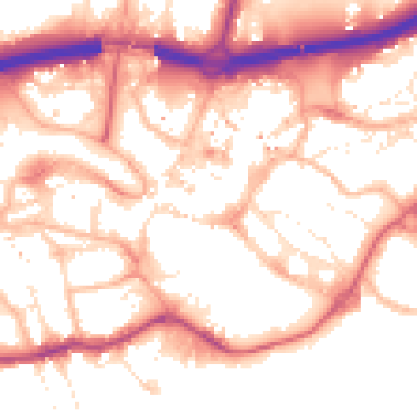 Daytime road noise heatmap for BH1 1LG
