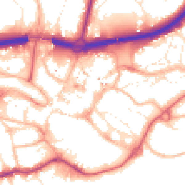 Daytime road noise heatmap for BH1 1LL