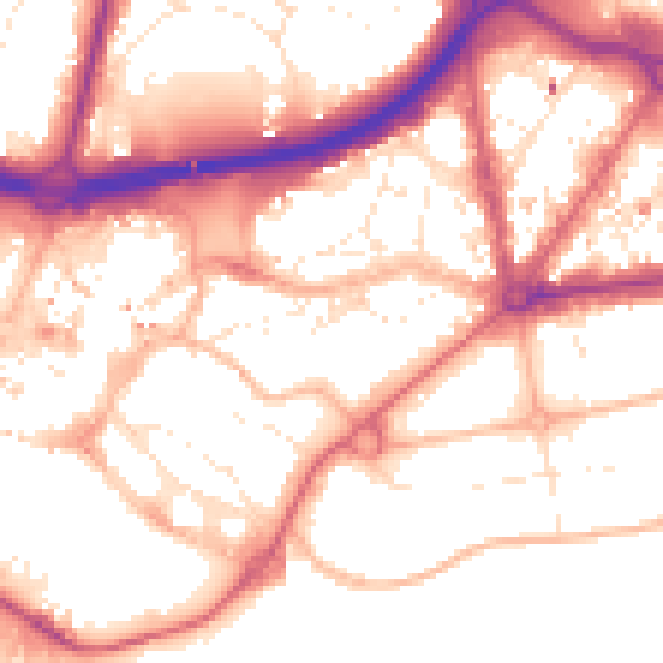 Daytime road noise heatmap for BH1 1PW
