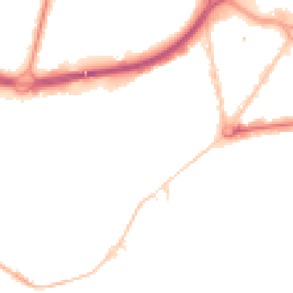 Night-time road noise heatmap for BH1 1PW