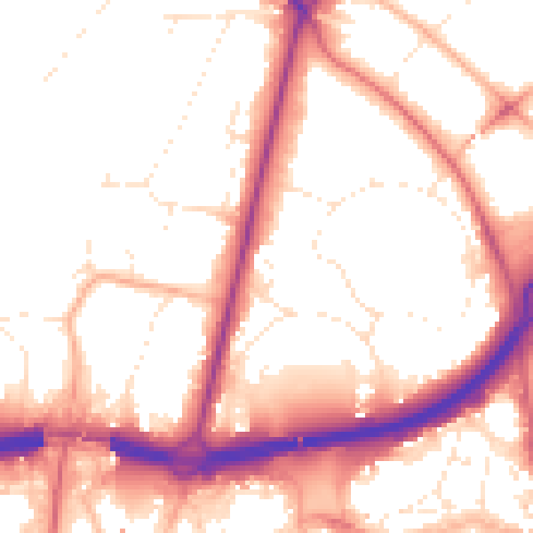 Daytime road noise heatmap for BH1 1QB