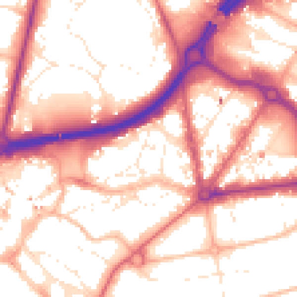 Daytime road noise heatmap for BH1 1QJ