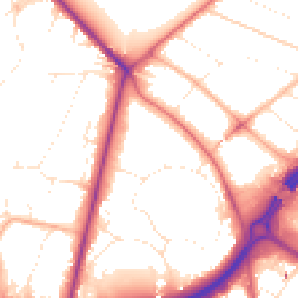 Daytime road noise heatmap for BH1 1RQ
