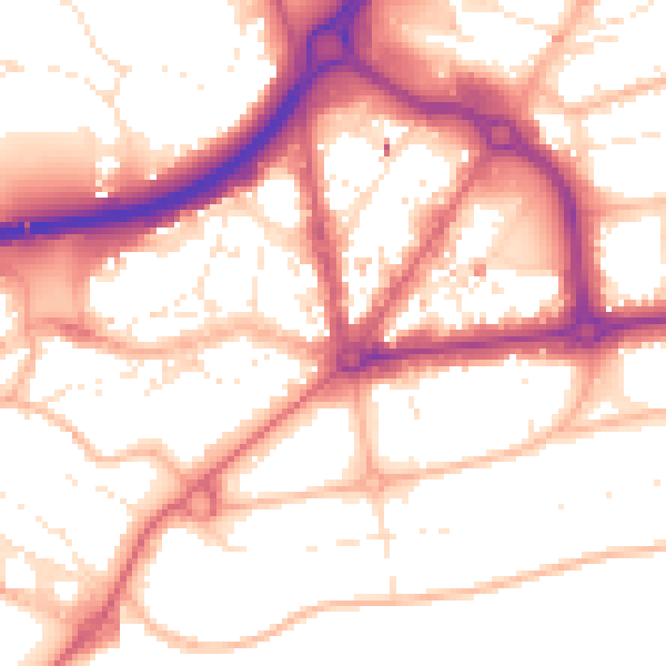 Daytime road noise heatmap for BH1 1RU