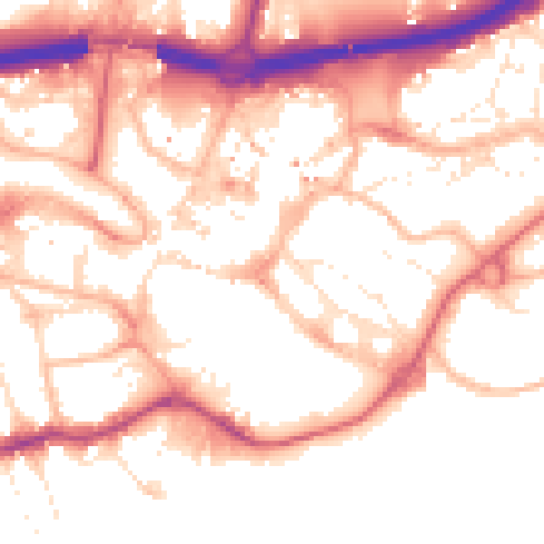 Daytime road noise heatmap for BH1 2AL