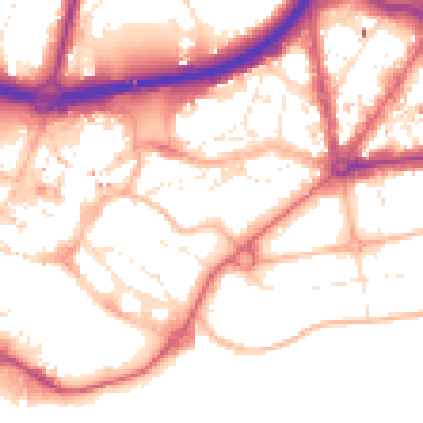 Daytime road noise heatmap for BH1 2LF