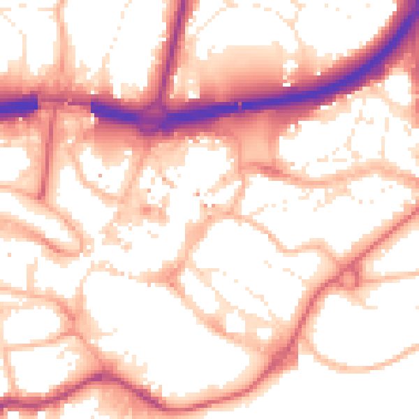 Daytime road noise heatmap for BH1 2LN