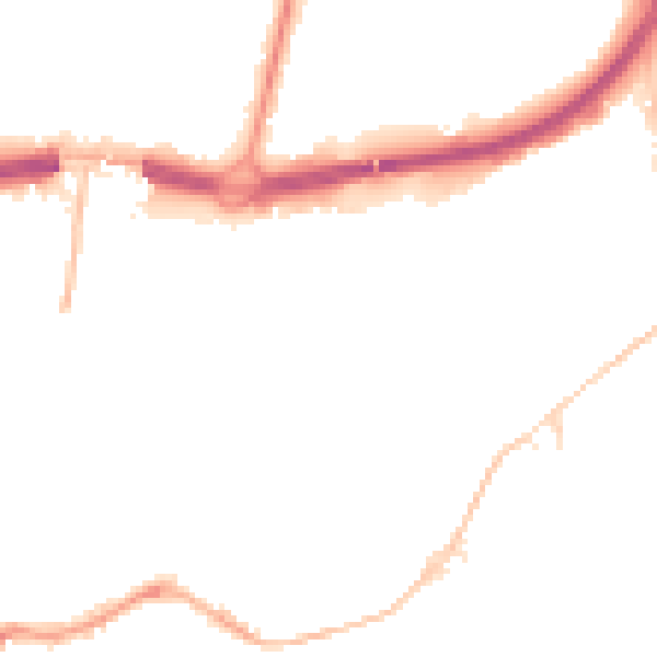 Night-time road noise heatmap for BH1 2LN