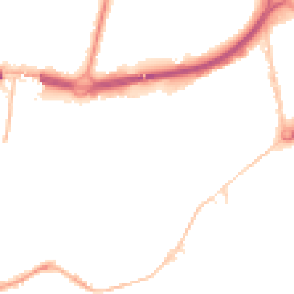 Night-time road noise heatmap for BH1 2NT