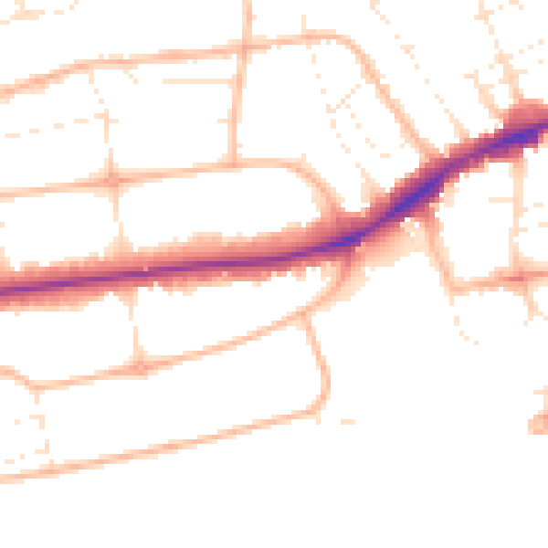 Daytime road noise heatmap for BH1 3BN